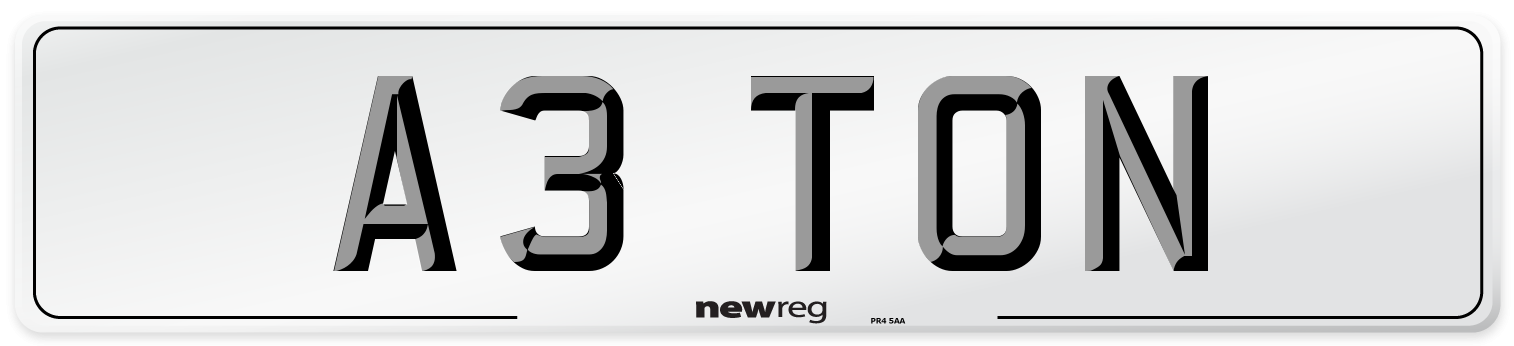 A3 TON Number Plate from New Reg